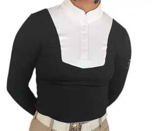 Navy and White equestrian long sleeve logo on sleeve