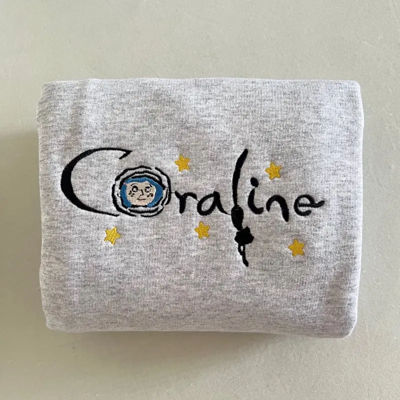 Coraline Fall Soft Cozy Embroidered Crewneck Coraline Fall Soft Cozy Embroidered Crewneck