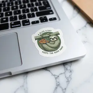 Sloth Pizza Sticker Funny Animal Sticker - 2 Inch 2 Pack - Funny Vinyl Sticker - Durable Waterproof Decal - Cute Animal Humor - Laptop Water Bottle Car - Aesthetic Trendy Decor - - PLST0058