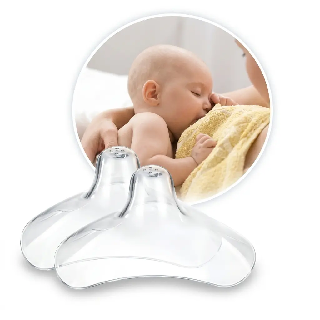 2-Count 20MM BPA-Free Reusable Soft Silicone Nipple Shields - Nursing Shell Guards for Newborn Baby Moms with Latch Difficulties or Flat/Inverted Nipples