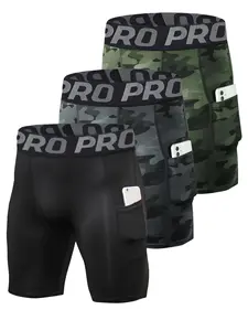 Men's Letter Print Pocket Sports Shorts, Sporty Skinny Bottoms for Gym Workout Running, Men's Sport & Outdoor Clothing for Spring Fall, Training Cycling Shorts