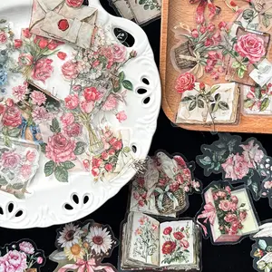 50 pcs,Flower And Letter Stickers - For Decorating Laptops, Notebooks, And Phone Cases - Set of 50 - Made from PET Material