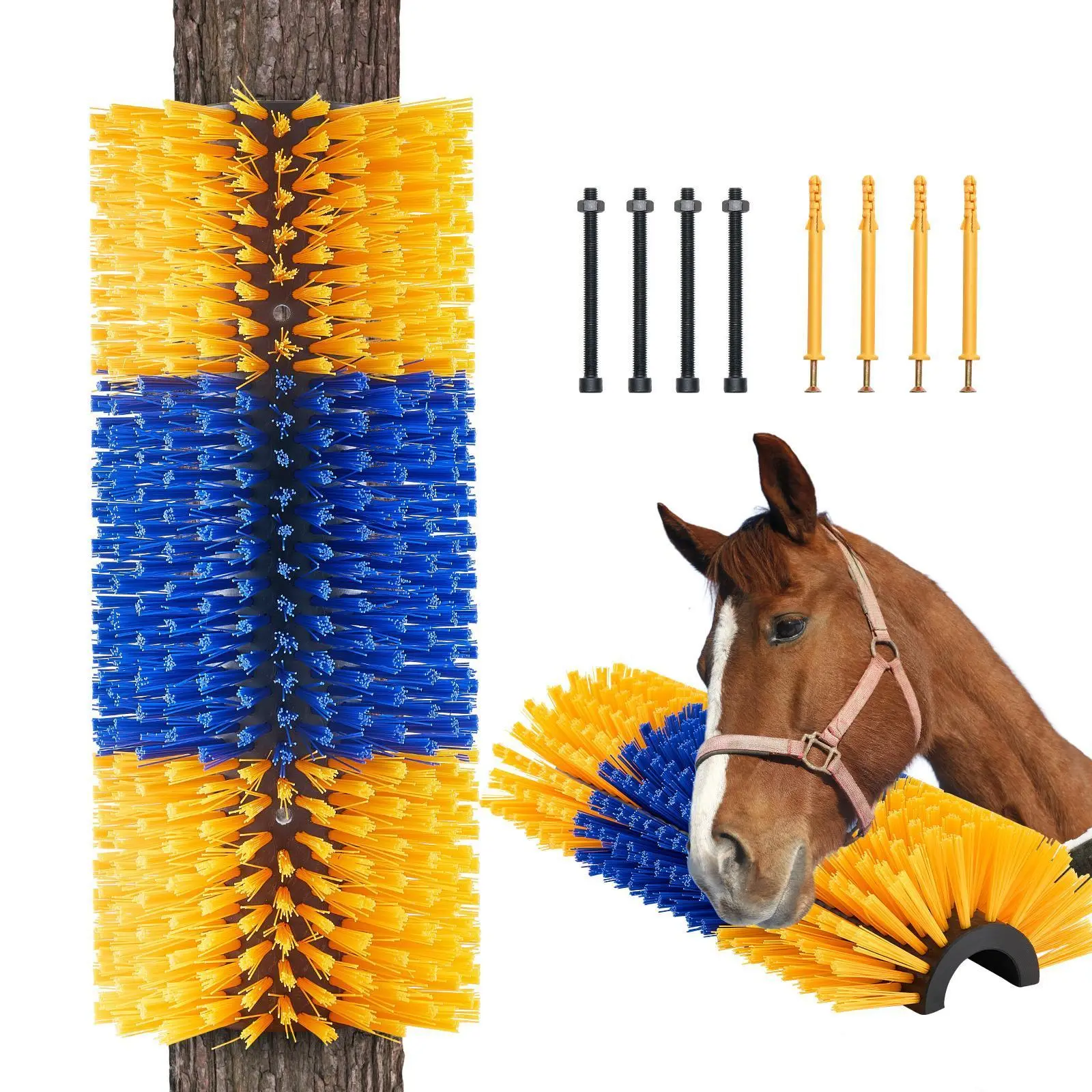 VEVOR Livestock Scratching Brush,  , Horse Brush with 2 Screws, 17.1 x 7.5 in Cow Scratcher, for Back Itch Relief & Keep Cleaning, Grooming & Scratching Post Brush for Horse, Pig, Cattle Supplies#BacktoSchool