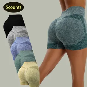 [5 PCS]High Waist Butt Lifting Biker Shorts for Women - Seamless, Slim Fit Workout Shorts for Fitness and Activewear Benefits