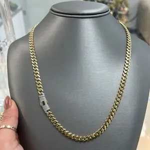 Cuban Link Cierre Full Cz Necklace - Gold-Tone Rhinestone Accents & Durable Chain Design for Everyday Wear