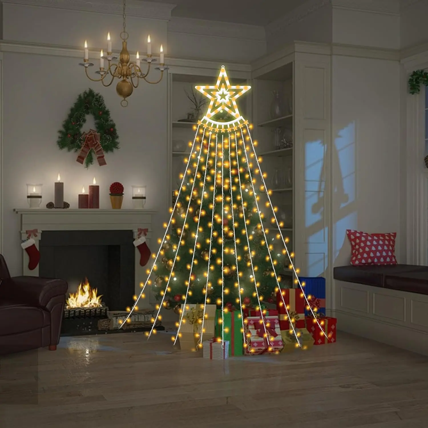 350 LED Star String Lights - Warm White, 8 Lighting Modes, IP65 Waterproof, Large Size Indoor/Outdoor Fairy Decor for Parties, Garden, Home, Led Lights