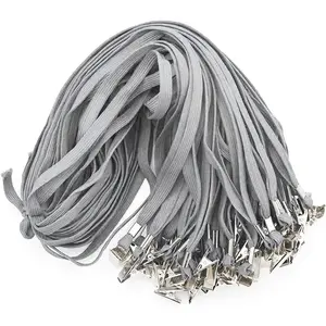 Gray Lanyard 50PCS 32-Inch Flat Lanyards with Badge Clip (Gray)