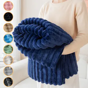 1pc super soft striped flannel bed blanket, high-quality silky soft warm fluffy blanket, suitable for room, bedroom, sofa blankets, Flannel Throw Blanket, gift blankets for female and male friends,,Christmas Gifts For GF