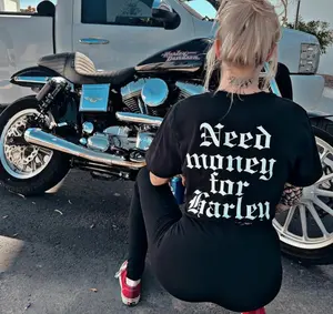 Need Money For Harley T-Shirt, Funny Biker Graphic Tee, Bold Motorcycle Streetwear Top, Casual Vintage Outfit, Rider Gift Idea