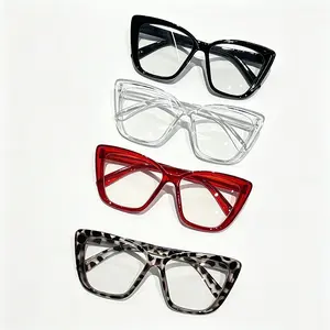 4 Pieces Unisex Simple Leopard Print, Transparent, Solid Color Square Glasses Set, Trendy Square Frames, Daily and Outdoor Wear, Fashionable Accessory for Outdoor Activities, Unique Gift for Women