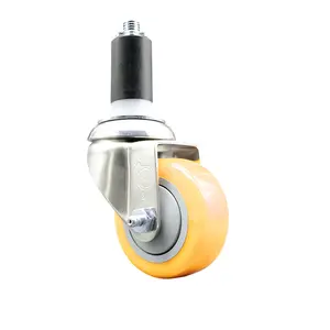 212 MAIN SCC-SS316EX20S314-PPUB-YEL-138 Polyurethane Swivel Type Caster, 3 in. Yellow Wheels, 1.38 in. Expanding Stem, 316 Stainless Steel Swivel Stem Caster
