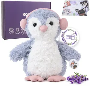 KOWSi Microwavable Heating Music-Loving Penguin Plush - Weighted Stuffed Animal Toy Tourmaline Beads & Lavender - 1 lb for Long Lasting Cozy Warmth & Relaxation - Includes Gift Box & Greeting Card