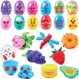 12Pcs Easter Prefilled Eggs with Foam Squishy Toy, Cute Foam Stress Reliever Squishy Toy Fillers for Easter Egg Hunt, Basket Stuffer, Kids Party Favor, DIY Arts Crafts, Classroom Prize Supplies Kids Outdoor Play