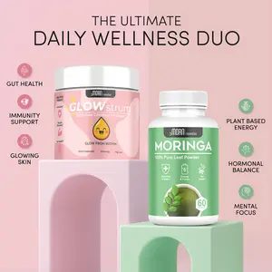 Glow-up Bundle | GLOWstrum Colostrum Powder + Pure Moringa Capsules | Radiant Skin, Muscle Recovery, Gut Health, Immunity, Energy Boost | Daily Natural Superfood Duo