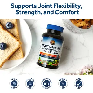 Glucosamine Chondroitin MSM,for Hands,Back,Knee and Joint Health,with Turmeric Curcumin,Relief for Bone and Joint Flexibility and Mobility,Vitalitown