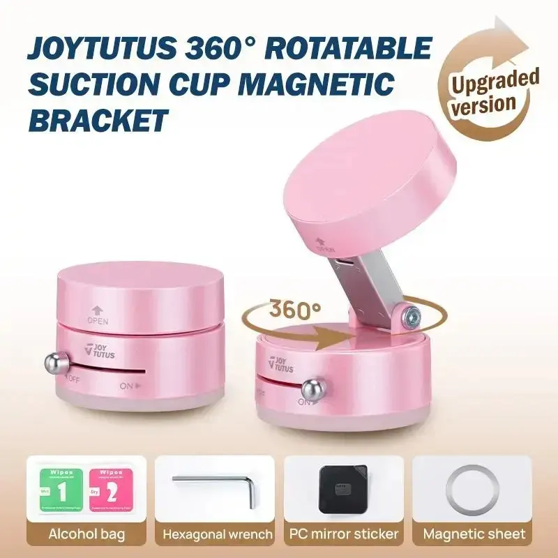 JOYTUTUS 2026 Upgraded Car Vacuum Phone holder - Adsorbed & Strong Magnetic Car Mount - Super Cute Pink for Girls, Phone Holders For Your Car, Accessories For Women