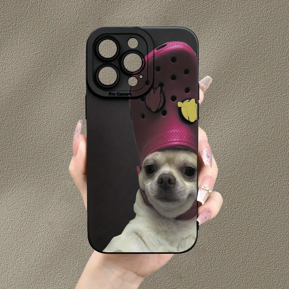 A Funny Creative Slipper Puppy Pattern Matte Anti-fall Phone Case, Suitable for iPhone 17 Air/16 Plus/15 Pro Max/14 Pro/13/12/11/XS Max/X Phone Case, Best Choice for Holiday Gifts to Family, Friends, Lovers, Boyfriend, Girlfriend MS461