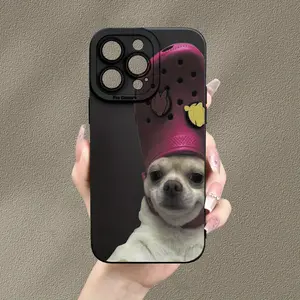 A Funny Creative Slipper Puppy Pattern Matte Anti-fall Phone Case, Suitable for iPhone 17 Air/16 Plus/15 Pro Max/14 Pro/13/12/11/XS Max/X Phone Case, Best Choice for Holiday Gifts to Family, Friends, Lovers, Boyfriend, Girlfriend MS461