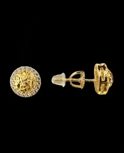 8.5 mm Circle Nugget Stud Earrings Screw Back Silver