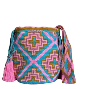 Wayuu Crochet Bag - Luxury Handmade Shoulder Purse in Vibrant Thread.