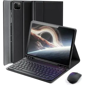 for iPad Air 13 inch (M4-2026, M3-2025, M2-2024) Case Keyboard and iPad Pro 12.9 inch (6th, 5th, 4th, 3rd Generation) Keyboard Case -in Pencil Holder with  - Black