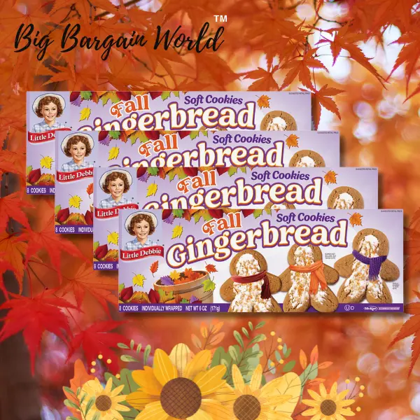 Little Debbie Gingerbread Cookies 4 Pack Soft Individually Wrapped Fall Themed Snacks with Festive Sugar Crystals Nata Frosting