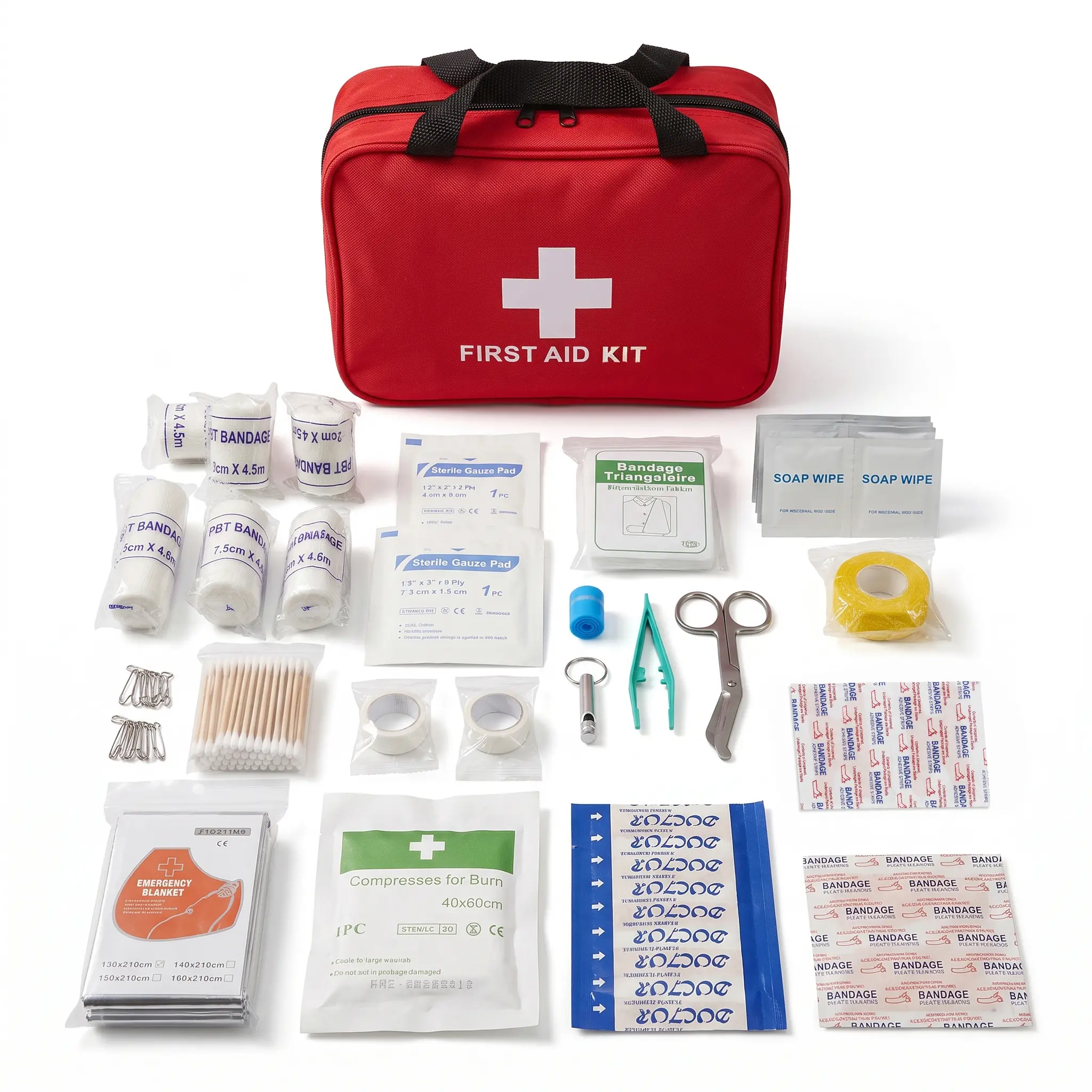 160-Pcs Premium Waterproof First Aid Kit, Compact Trauma & Emergency Medical Supply Bag. Portable Survival Go-Bag Starter Kit for Car, Home, Office, Travel, Camping, Hiking & Outdoor Sports. Durable, Water-Resistant (Red) Healthcare