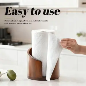 Wooden desktop tissue holder for home kitchen, round desktop tissue storage rack