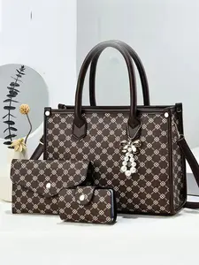 Women's Crocodile Embossed Tote Bag & Wristlet & Wallet, Fashionable Large Capacity Shoulder Bag Set for Work & Daily Used, Casual Trendy Versatile High-quality Daily Commuting Bag