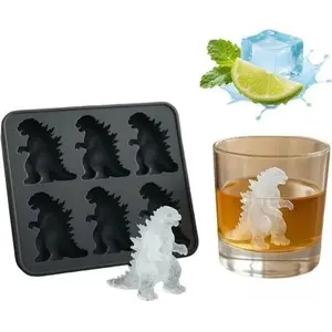 Dinosaur Silicone Ice Cube Mold Tray, 6-Cavity Monster Ice Cube Tray, Suitable for Fridge, Whiskey and Cocktails, Easy to Remove and Reusable, Ice Cube Molds Silicone Material