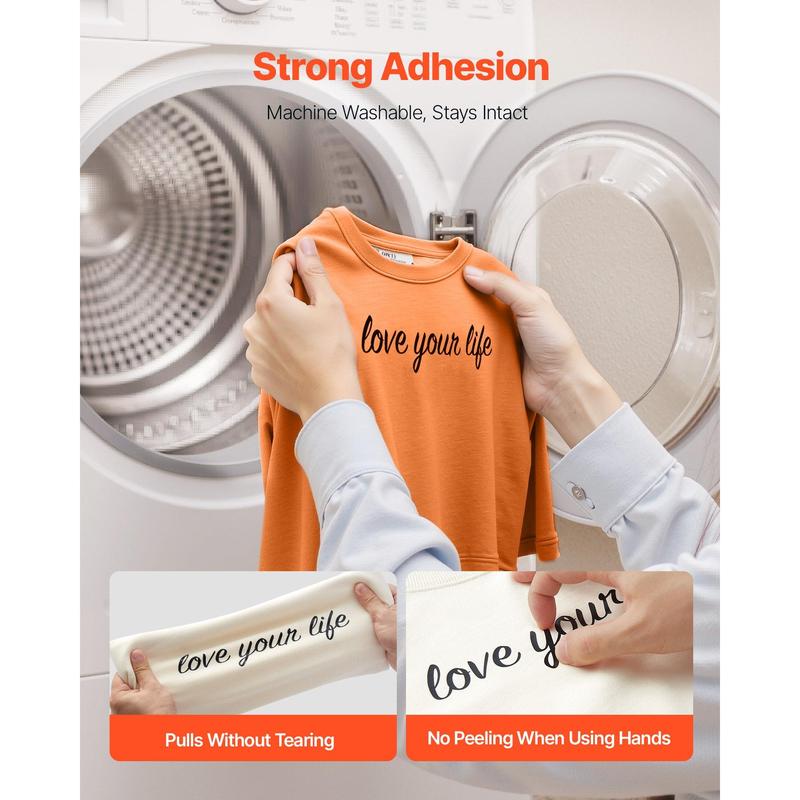 VEVOR Heat Transfer Vinyl, 12 in x 70 ft, Glossy Black HTV Iron on Vinyl Roll, Easy to Cut and Weed, Strong Adhesion, Compatible with Cutting Machines, for Various Materials, T-shirts, Pillows, Hats