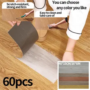 60pcs Self-Adhesive Wood Grain Floor Tiles, Realistic Wooden Look, Large Size 15x40cm, Easy Installation, Kitchen, Living Room, Bedroom, Office