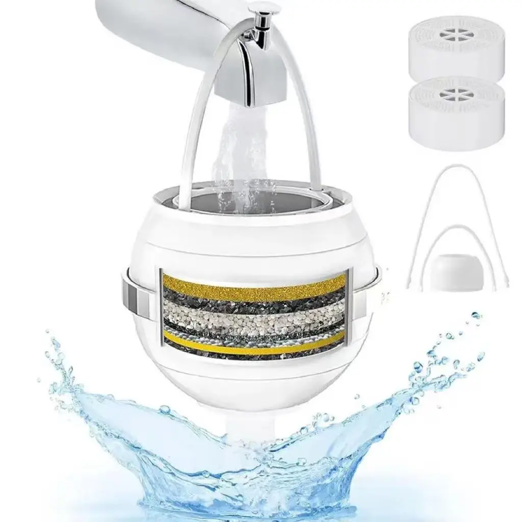 Bathtub Faucet Water Filter with Overflow, 2500 Gallon Capacity, Removes Chlorine & Fluoride, Hard Water Filter Improves Skin Hair Nail Health, Fits All Standard Tub Faucets