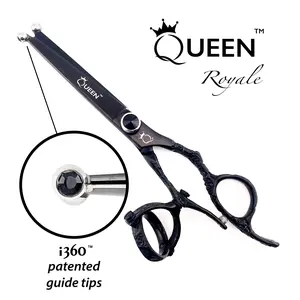 Queen Royale i360 Double Swivel Shears with Patented Guide Tips and Black Handle