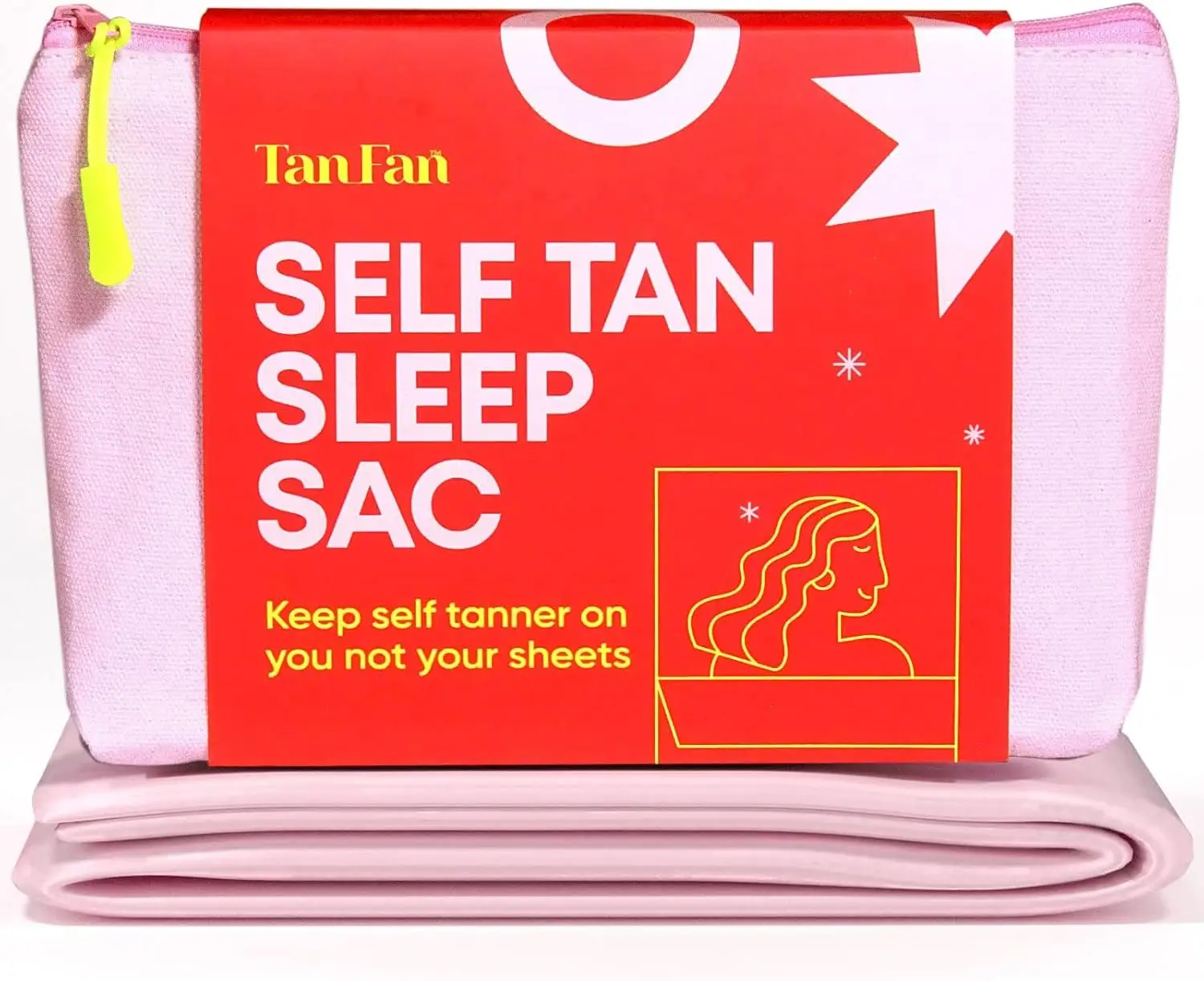 Tan Fan Self Tan Sleep Sac: Protects sheets from self tanner stains. 100% cool silky lightweight poly that is breathable and roomy for pure comfort