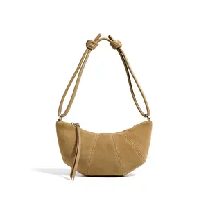 [Genuine leather] F14-New Maillard croissant bag high-end autumn niche underarm dumpling bag versatile crossbody bag frosted cowhide