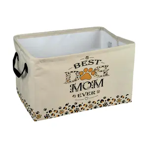 Leopard Print Paw Dog Mom Best Ever Storage Baskets Storage Boxes Home Decor Storage Clothes Organization And Storage Home Decor Storage Holiday Gifts, Shelf Baskets, Organizer for Clothes, Toys, Books, Pet Lovers Home Decor, Laundry Basket