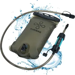Puribag Adventure Bladder 2 Liter Hydration Bladder with Filter - Replacement Backpack Water System Compatible with Other Daypack Hydration Systems, Perfect for Backpacking, Hiking, and Biking