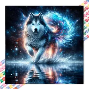 1pcs 5D DIY Handmade Diamond Painting Kit, 5D Diamond Art Set, DIY Decoration, Starry Sky Galaxy Husky Diamond Painting Kit Full Round Drill DIY, Mosaic, Diamond Art, DIY Art Home Decoration, Suitable for Halloween and Christmas.