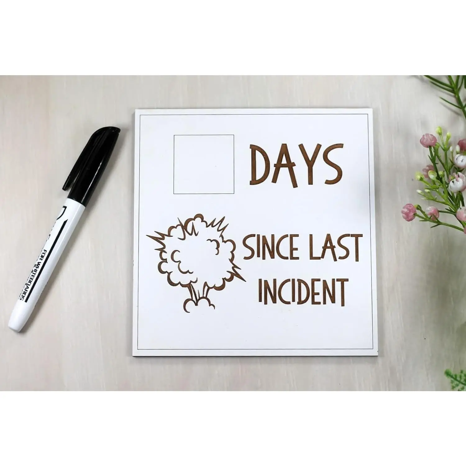 Funny Whiteboard Sign, Days Since Last Incident (Explosion)