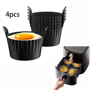 4 Piece Silicone Muffin Cups, Non-Stick Reusable Baking Cupcake Mold, Air Fryer Egg Mold, Lunch Box Divider, Bakery Accessories, Meal Prep Molds