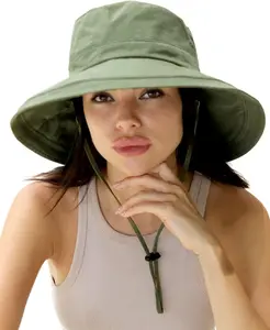 Sun Hats for Women Gardening Hat Wide Brim Ponytail Beach Sun Protection Breathable Cotton Summer Hat with Fold-Up Brim