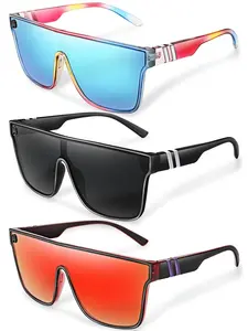 Unisex Simple Style Colorful Sunglasses, Trendy Sportive Sunglasses for Everyday Use, Fashion Accessories for Outdoor Activities, Lightweight Durable Sunglasses