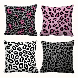 4pcs, Modern Classic Fashion Black and Pink Leopard Themed Throw Pillow Covers, Charming Sparkling Bohemia Sexy Wild Tiger Stripe, Suitable for Daily Office, Holiday Parties, Living Room, Bedroom, Sofa, Bed, 2D Flat, Single Sided Printing, No Pillow Core