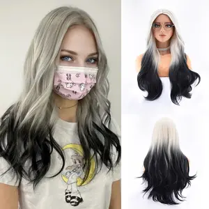 ZIHAN Women's 22-in Long Curly Wavy Ombre Costume Wig, Heat-Resistant Synthetic Fiber for Halloween & Cosplay Parties, Tangle-Free, Colored Curly Synthetic Costume Wigs, Fantasy Cosplay Synthetic Costume Wigs