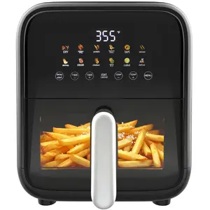 7.5QT Air Fryer with Digital Touch Screen & Visible Window – Large Capacity, Non-Stick Dishwasher-Safe Basket, 85% Less Oil, Family Size