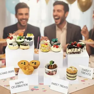 6 Pcs White Acrylic Boxes for Display as Buffet Risers and Stands, Food Risers for Party,