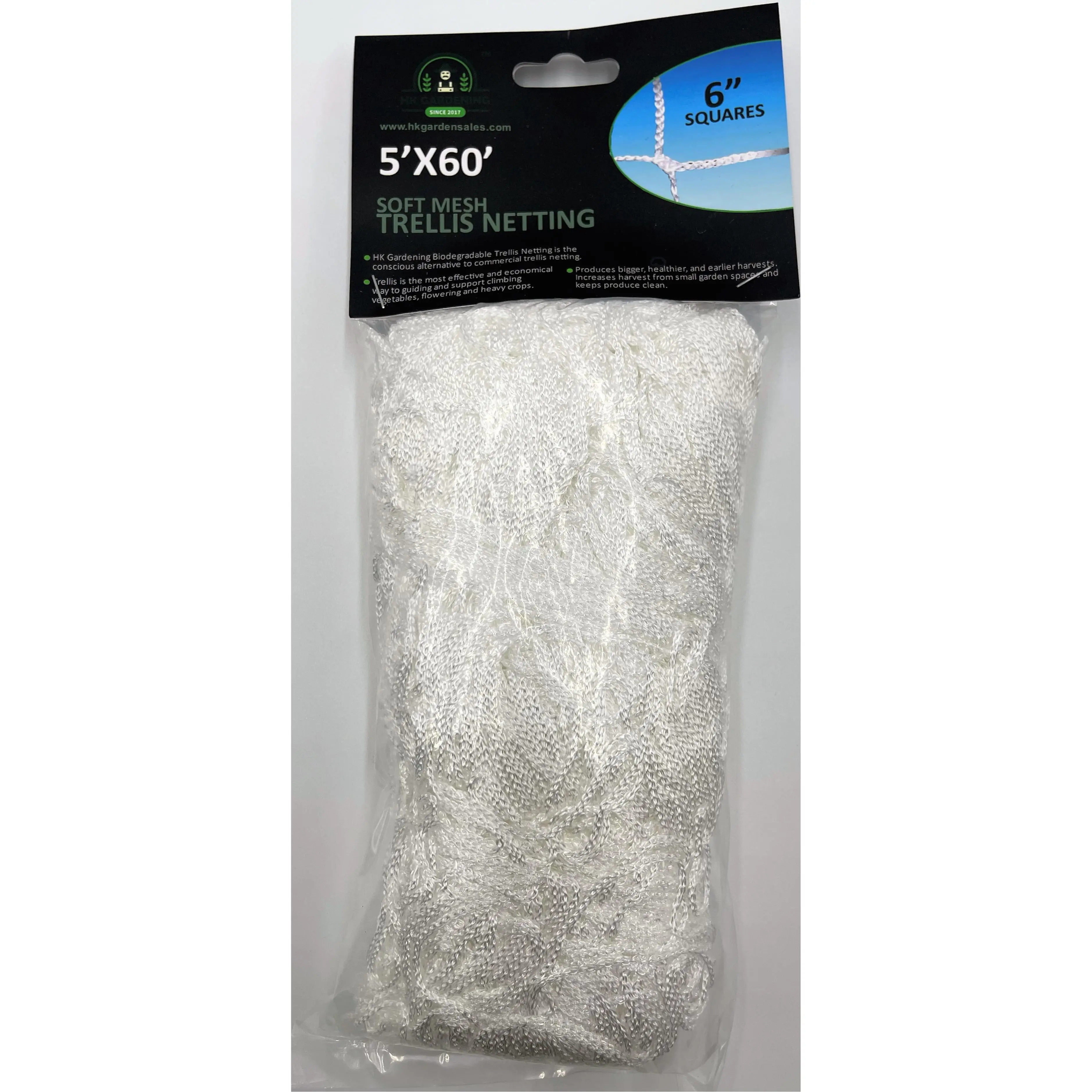 HK Gardening Biodegradable Trellis Netting 5' x 60' - Perfect for Your Garden