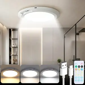 1/2PACK Rechargeable Ceiling Light , 3 Color Modes, Motion Sensor with Remote, Wireless Battery-Operated Magnetic LED Lights for Shower, Closet, Pantry, Shed, Hallway, Porch, Garage