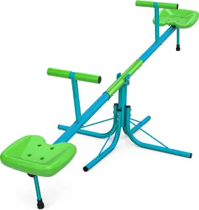 Playground Seesaw, 360° Rotating Steel Garden Seesaw Outdoor, Durable Playground Equipment
